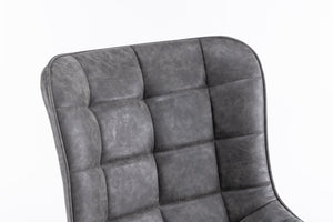 English Elm Mid-Century Modern Swivel Dining Chair Set Of 2 - Adjustable Height, Tufted Faux Leather Accent Chairs T3903P405995