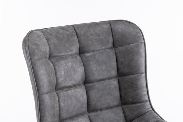 English Elm Mid-Century Modern Swivel Dining Chair Set Of 2 - Adjustable Height, Tufted Faux Leather Accent Chairs T3903P405995