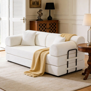 English Elm Convertible Corduroy Floor Sofa Folds Flat as Sleeper Daybed for Studio Living Beige W5532P438815