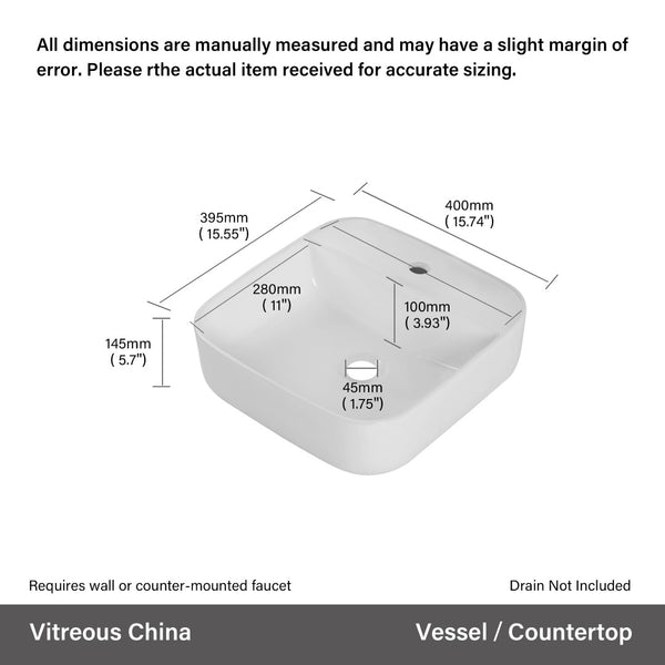 English Elm Bothwa Square Vessel Sink Vitreous Ceramic Above Counter Basin Cupc Certified B2724P262844
