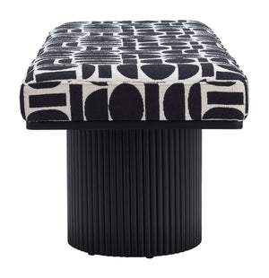 Botoia Bench Black & White 110183 Zuo Modern