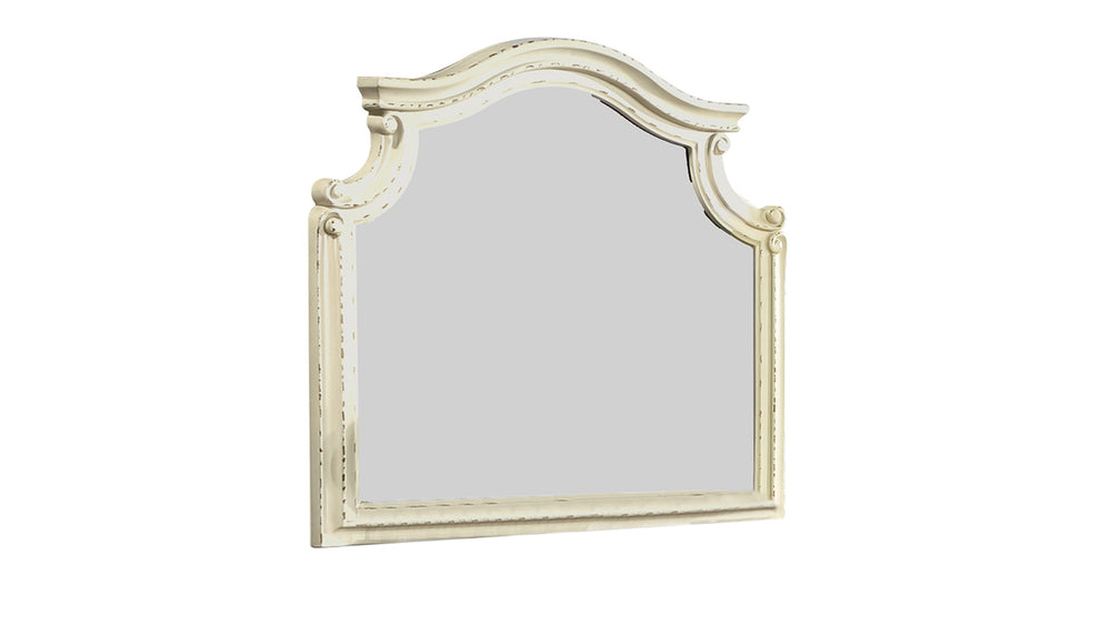 English Elm Noble Traditional Shape Wood Mirror in Antique Beige — Solid & Manufactured Wood, Classic Bedroom Elegance B009P168859
