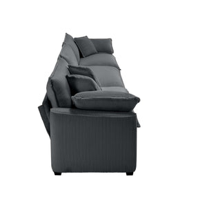 English Elm Modern 2-Piece Corduroy Sofa Set - Stylish 2-Seater & 3-Seater With 8 Cushions For Ultimate Comfort W714S00834