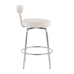 English Elm Contemporary Chrome Swivel Counterstools Upholstered Fabric Seat Kitchen Island Set B202P222101