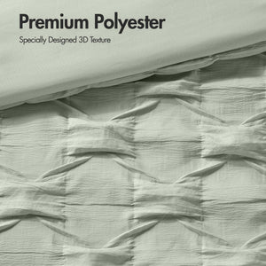 JLA Home Comfort Spaces - Diamond Diamond Pucker Woven Comforter Set with Ruched Ogee Pleat, Crinkle Texture, OEKO-TEX Certified Breathable Luxury Green AM10-0166