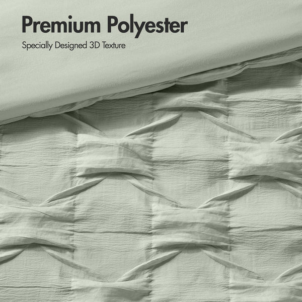JLA Home Comfort Spaces - Diamond Ruched Ogee Comforter Set with Crinkle Texture, Breathable All-Season Warmth & OEKO-TEX Green AM10-0164