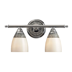 DIAMANTE COLLECTION-VANITY COLLECTION ELEGANT BATH LIGHTING 2-LIGHT CHROME FINISH with WHITE GLASS H 525-2CHR Elk Lighting