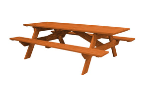 Homeroots 94" Red Solid Wood Outdoor Picnic Table  Solid Wood 525001
