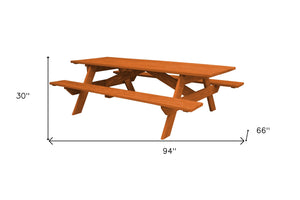 Homeroots 94" Red Solid Wood Outdoor Picnic Table  Solid Wood 525001
