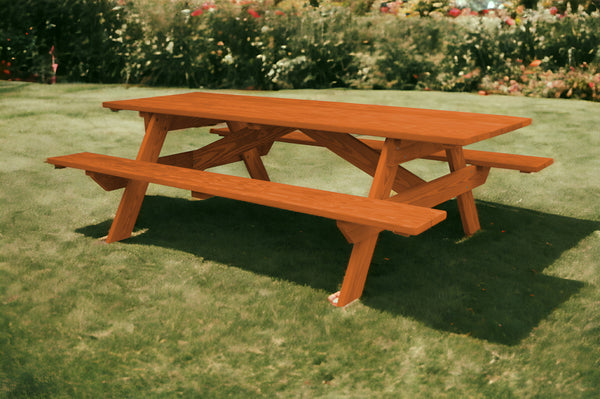 Homeroots 94" Red Solid Wood Outdoor Picnic Table  Solid Wood 525001