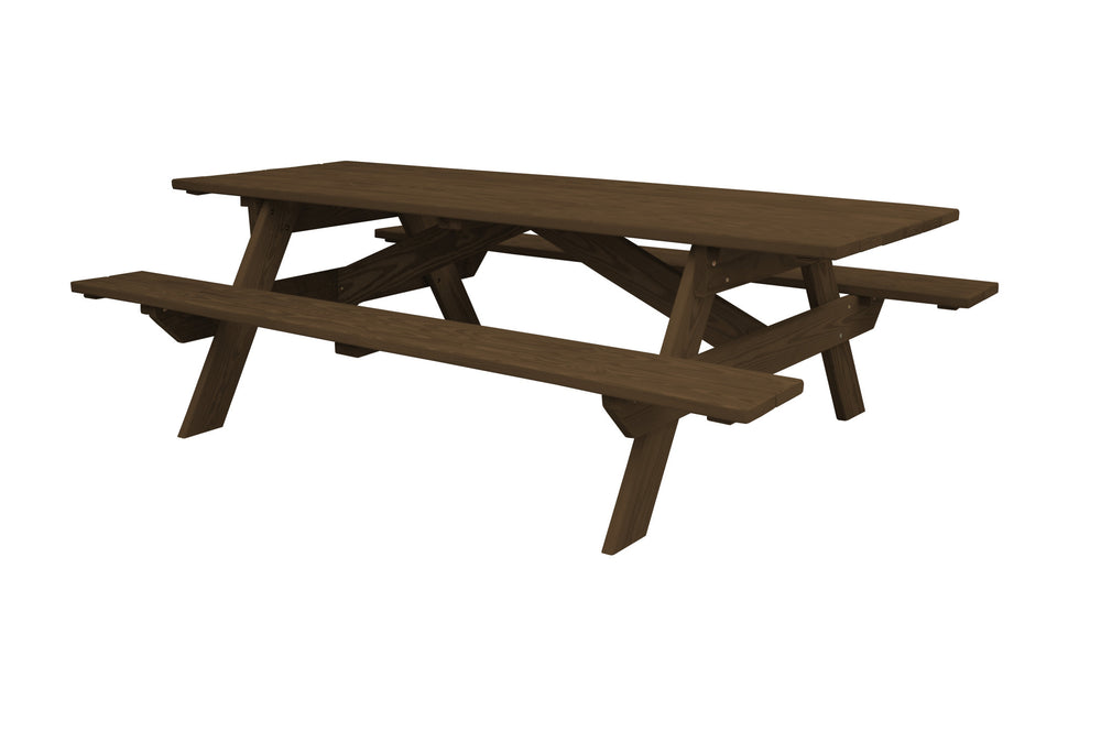 Homeroots 94" Dark Brown Solid Wood Outdoor Picnic Table  Solid Wood 525002