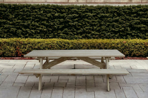 Homeroots 94" Natural Solid Wood Outdoor Picnic Table  Solid Wood 525003