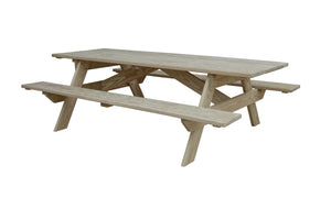 Homeroots 94" Natural Solid Wood Outdoor Picnic Table  Solid Wood 525003