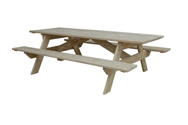 Homeroots 94" Natural Solid Wood Outdoor Picnic Table  Solid Wood 525003