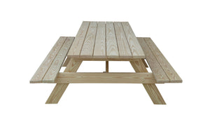 Homeroots 94" Natural Solid Wood Outdoor Picnic Table  Solid Wood 525003