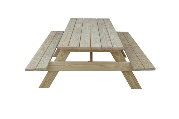 Homeroots 94" Natural Solid Wood Outdoor Picnic Table  Solid Wood 525003