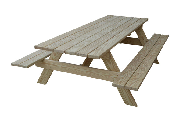 Homeroots 94" Natural Solid Wood Outdoor Picnic Table  Solid Wood 525003