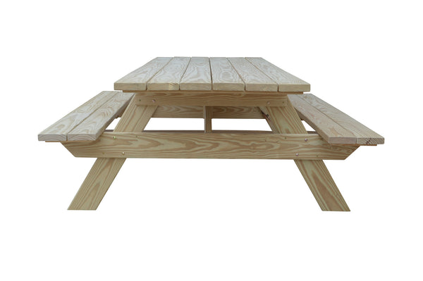 Homeroots 94" Natural Solid Wood Outdoor Picnic Table  Solid Wood 525003