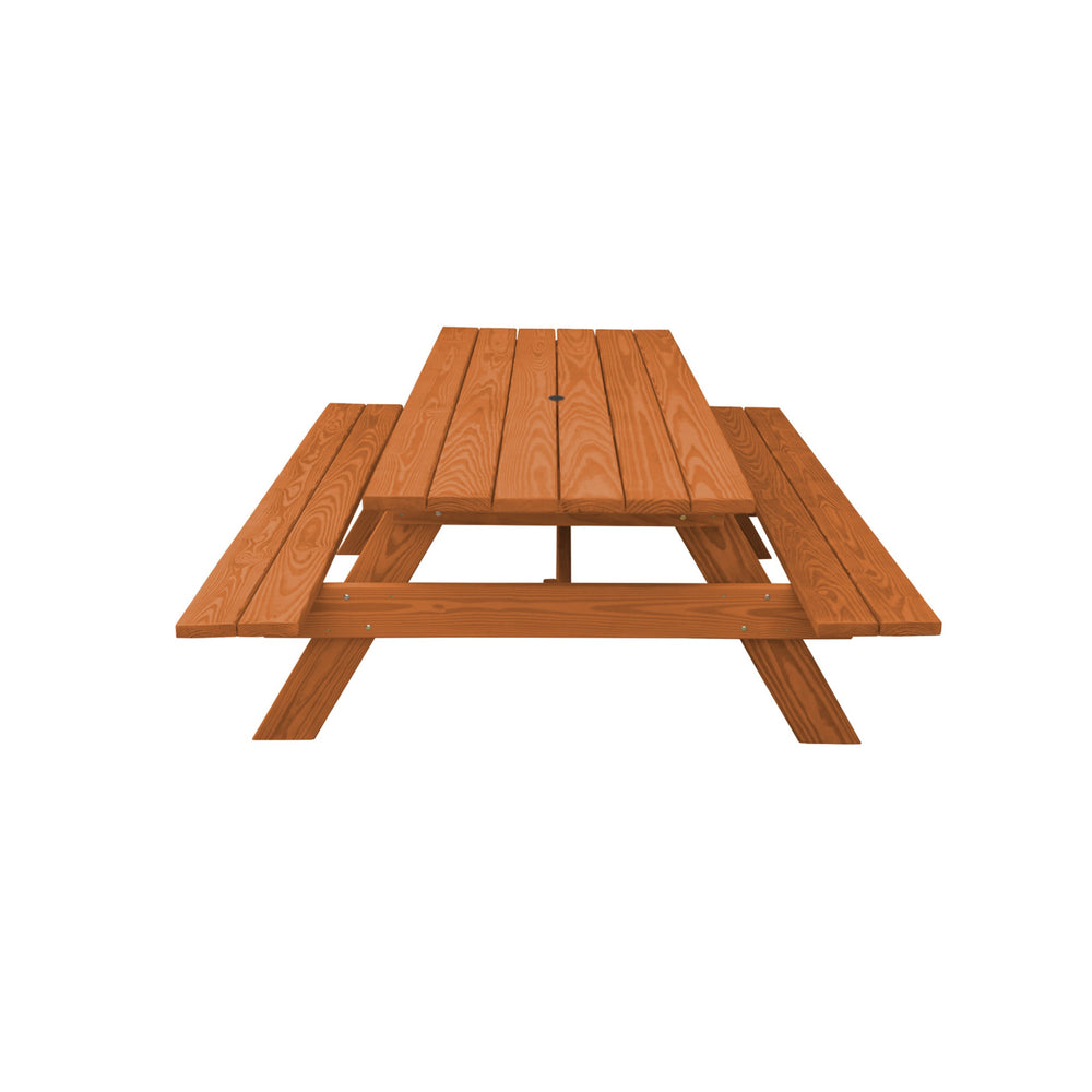 Homeroots 94" Cedar Chest Solid Wood Outdoor Picnic Table With Umbrella Hole  Solid Wood 525004