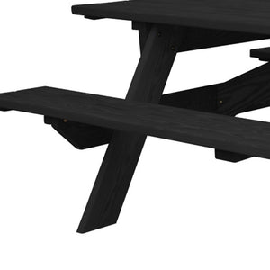 Homeroots Black Solid Wood Dining Set With Two Benches & Umbrella Hole - Perfect For Family Gatherings!   525005