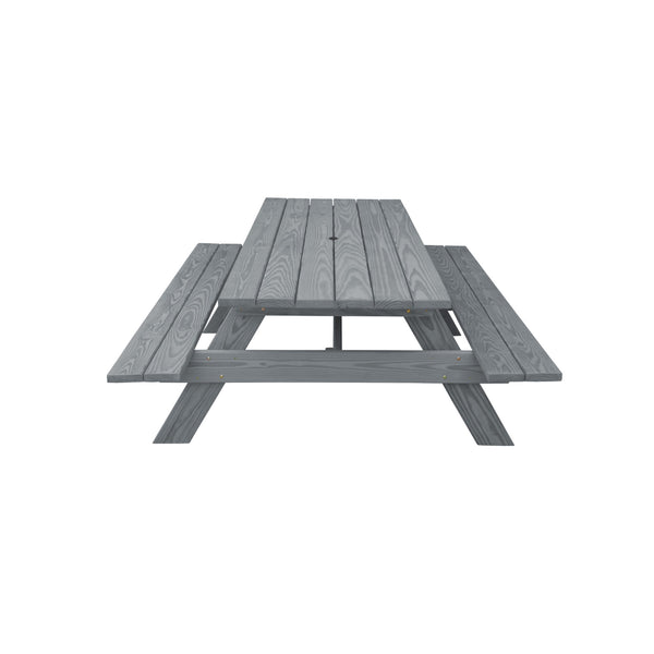 Homeroots 94" Gray Solid Wood Outdoor Picnic Table With Umbrella Hole  Solid Wood 525006
