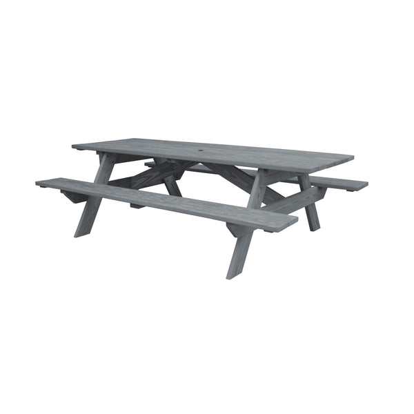 Homeroots 94" Gray Solid Wood Outdoor Picnic Table With Umbrella Hole  Solid Wood 525006