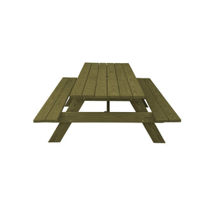 Homeroots 94" Green Solid Wood Outdoor Picnic Table With Umbrella Hole  Solid Wood 525007