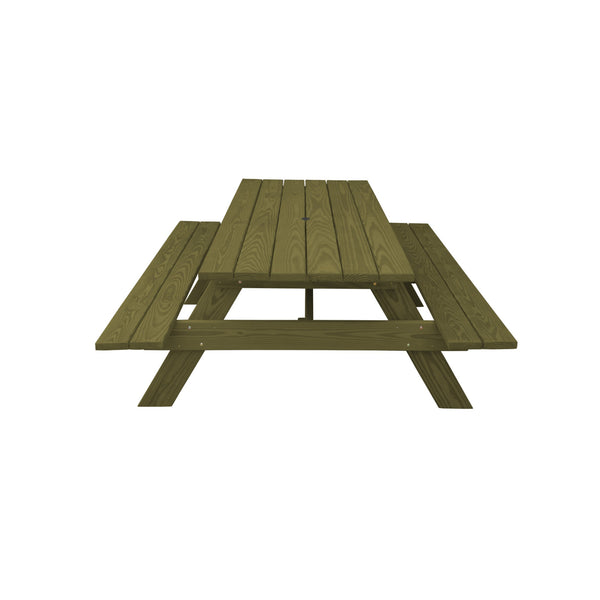 Homeroots 94" Green Solid Wood Outdoor Picnic Table With Umbrella Hole  Solid Wood 525007