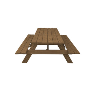 Homeroots 94" Wood Brown Solid Wood Outdoor Picnic Table With Umbrella Hole  Solid Wood 525008