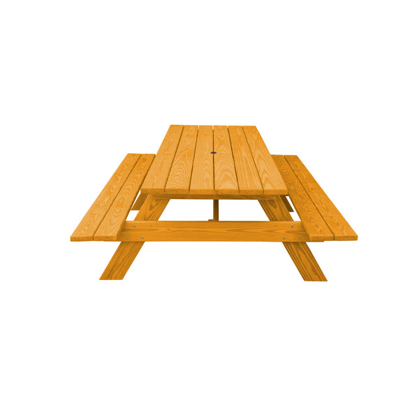Homeroots 94" Natural Solid Wood Outdoor Picnic Table With Umbrella Hole  Solid Wood 525009