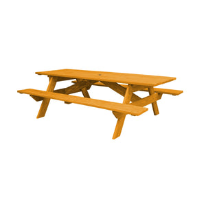 Homeroots 94" Natural Solid Wood Outdoor Picnic Table With Umbrella Hole  Solid Wood 525009