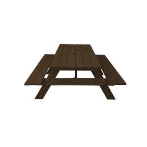 Homeroots 94" Dark Brown Solid Wood Outdoor Picnic Table With Umbrella Hole  Solid Wood 525011