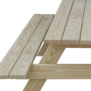 Homeroots 94" Beige Solid Wood Outdoor Picnic Table With Umbrella Hole  Solid Wood 525012