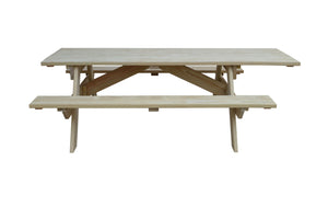 Homeroots 94" Natural Solid Wood Outdoor Picnic Table  Solid Wood 525013