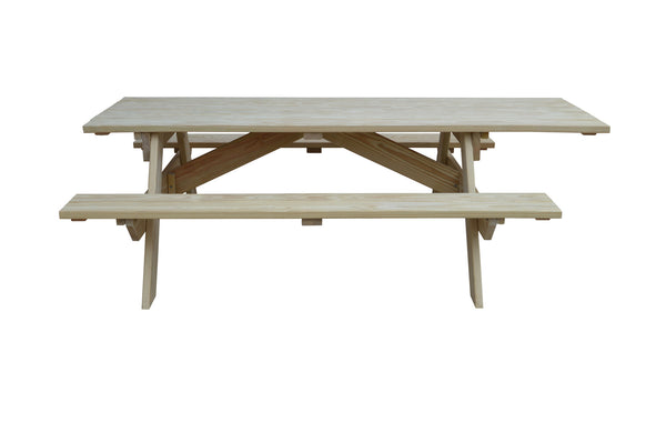 Homeroots 94" Natural Solid Wood Outdoor Picnic Table  Solid Wood 525013