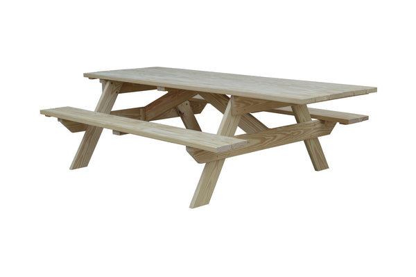 Homeroots 94" Natural Solid Wood Outdoor Picnic Table  Solid Wood 525013