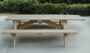 Homeroots 94" Natural Solid Wood Outdoor Picnic Table  Solid Wood 525013