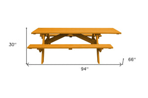 Homeroots 94" Natural Solid Wood Outdoor Picnic Table  Solid Wood 525014