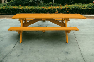 Homeroots 94" Natural Solid Wood Outdoor Picnic Table  Solid Wood 525014