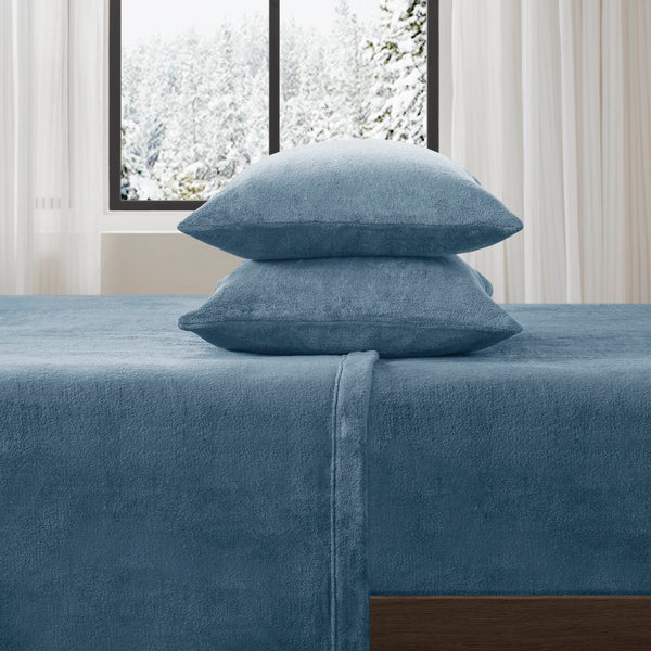 JLA Home True North by Sleep Philosophy - Micro True North Soloft Micro Plush Sheet Set – Brushed Both Sides, Lightweight Warmth, OEKO‑TEX Safe Comfortable Care Blue BL20-0456