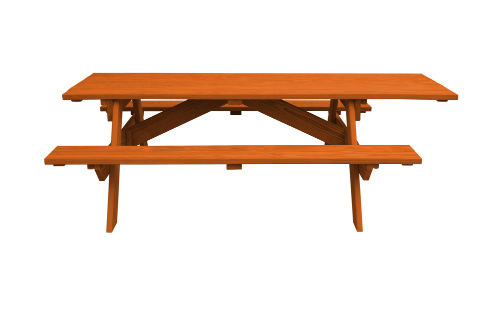 Homeroots 94" Redwood Solid Wood Outdoor Picnic Table  Solid Wood 525016