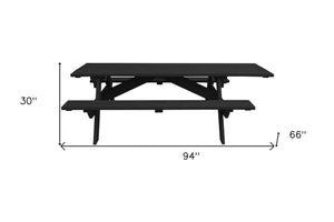 Homeroots 94" Charcoal Solid Wood Outdoor Picnic Table  Solid Wood 525017