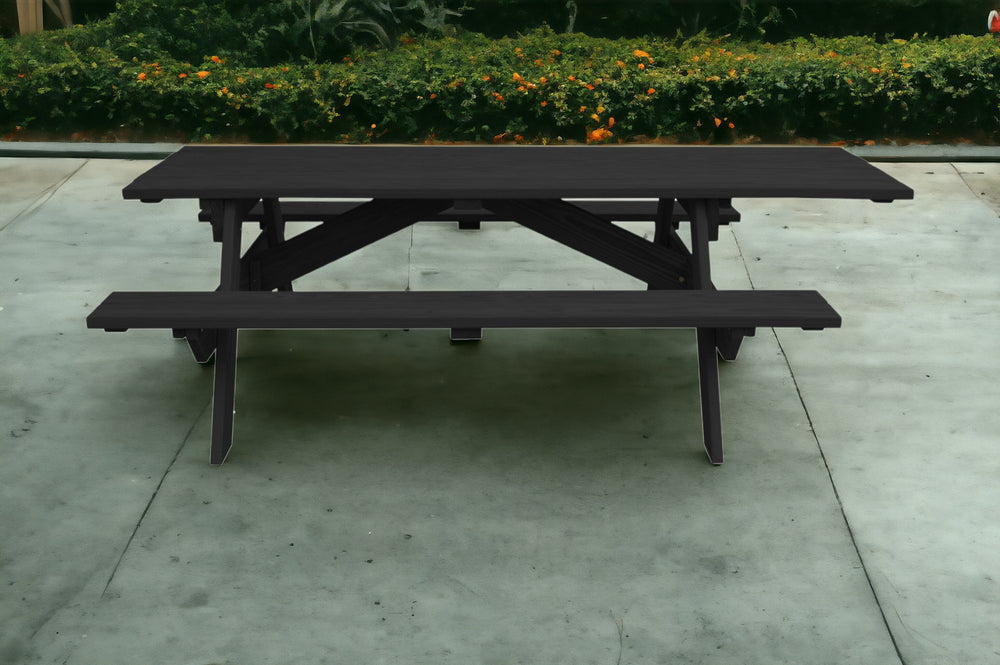 Homeroots 94" Charcoal Solid Wood Outdoor Picnic Table  Solid Wood 525017