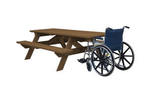 Homeroots 94" Wood Brown Solid Wood Outdoor Picnic Table  Solid Wood 525018