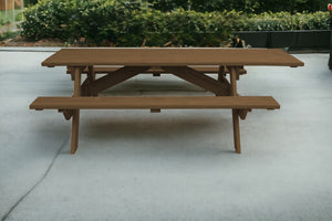 Homeroots 94" Wood Brown Solid Wood Outdoor Picnic Table  Solid Wood 525018