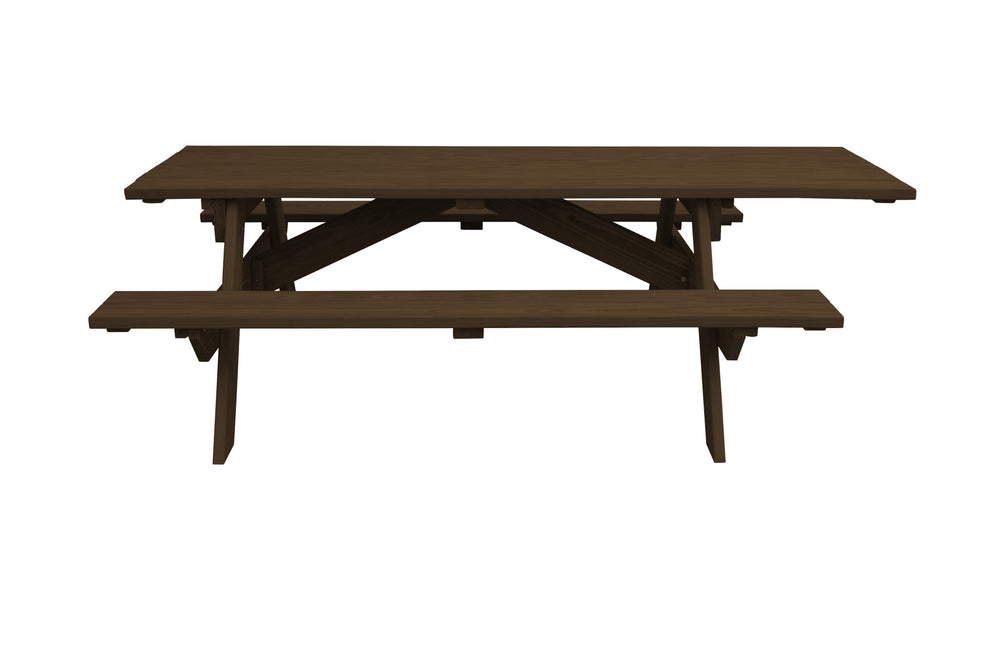 Homeroots 94" Dark Brown Solid Wood Outdoor Picnic Table  Solid Wood 525019