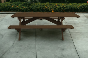 Homeroots 94" Dark Brown Solid Wood Outdoor Picnic Table  Solid Wood 525019