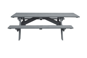 Homeroots 94" Gray Solid Wood Outdoor Picnic Table  Solid Wood 525020