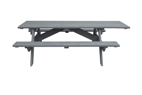 Homeroots 94" Gray Solid Wood Outdoor Picnic Table  Solid Wood 525020