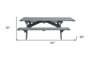 Homeroots 94" Gray Solid Wood Outdoor Picnic Table  Solid Wood 525020